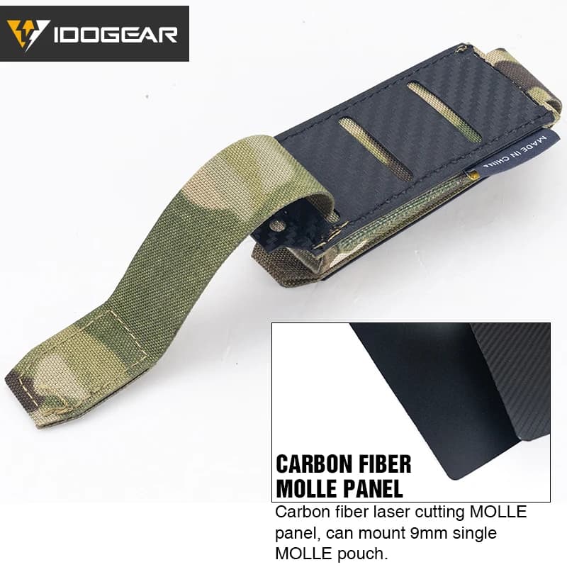 Porte-chargeurs carbone tactique IDOGEAR 9mm simple anti-dérapant drainage rapide pêche