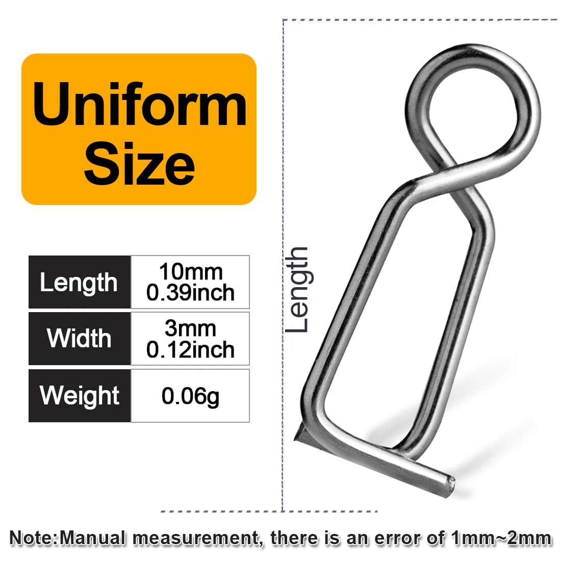Attache rapide pour leurre de pêche au calmar, clip acier inoxydable 10mm avec perle, 50 pièces