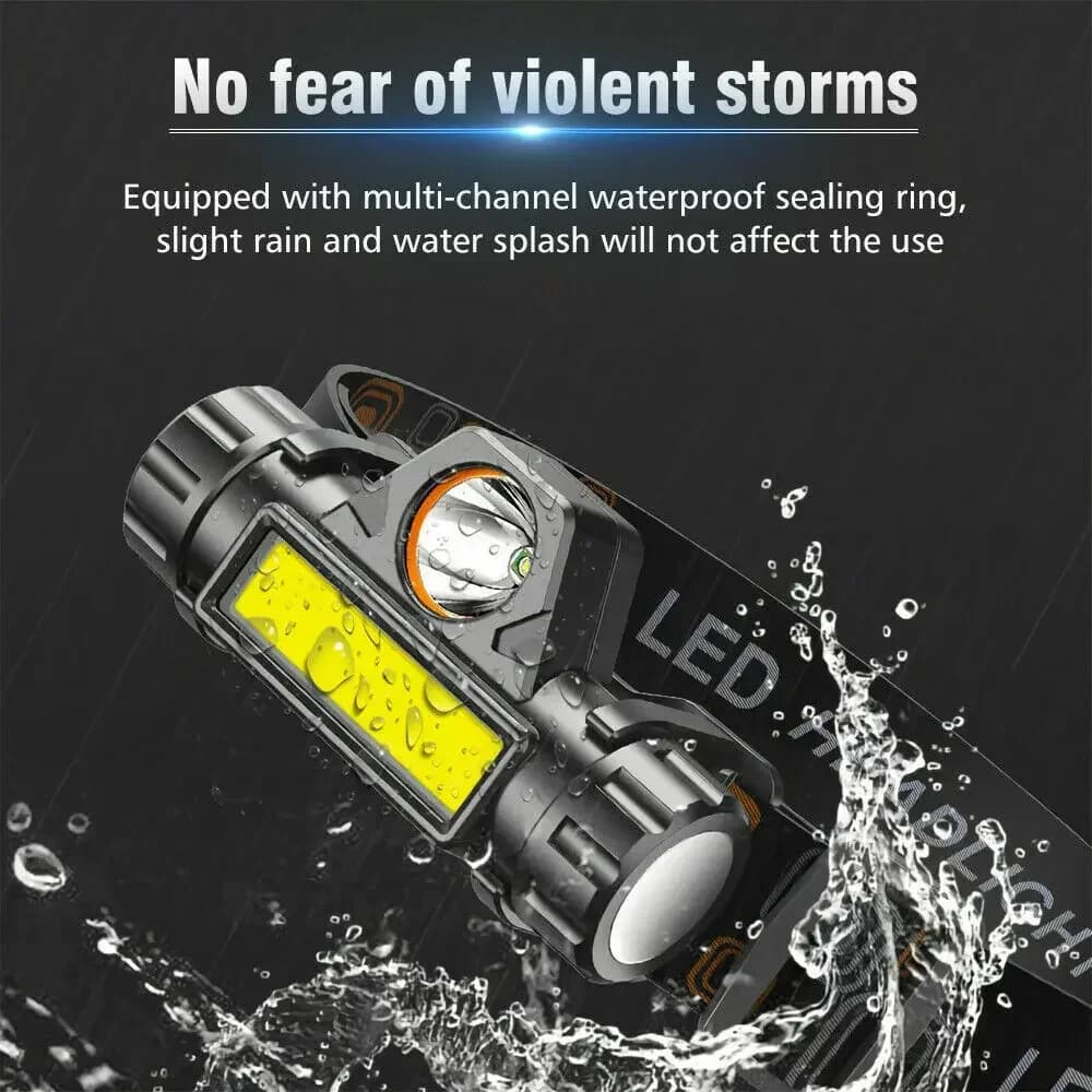 Pack lampe frontale COB LED magnétique étanche super lumineuse pour pêche professionnelle