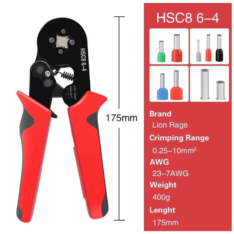 Pince à sertir HSC8 6-4/6-6 pour embouts de câbles et réparation circuits électriques pêche