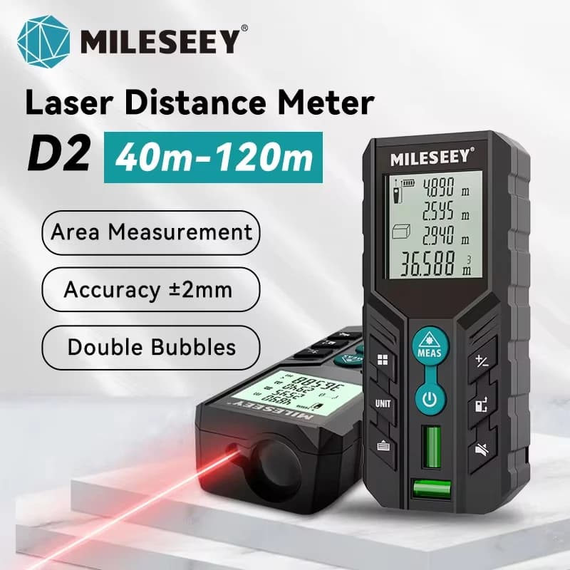 Télémètre laser Mileseey D2 40M à 120M - Double niveau à bulle pour pêche précise