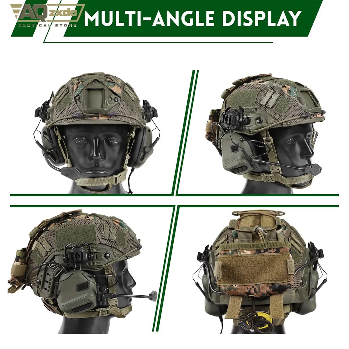 Casque tactique AQzxdc 4en1 avec casque - Équipement complet pour pêche en kayak et sports nautiques