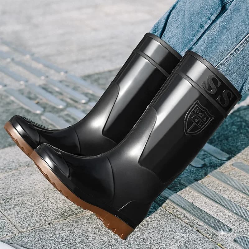 Bottes pluie adulte imperméables hautes chaussures eau chantier caoutchouc cuisine antidérapantes courtes