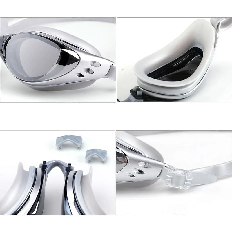 Lunettes de natation myopie -1 à -10 électroplaquées noires anti-buée pour piscine et plongée