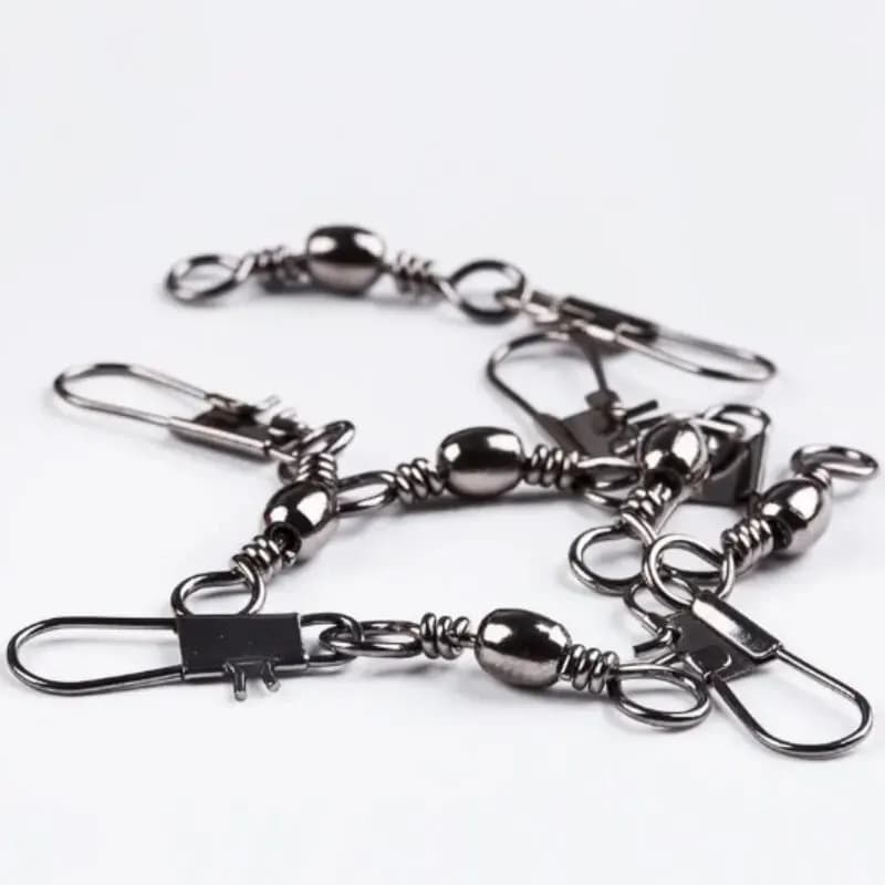 Lot de 100 émerillons à roulement à billes 4 tailles avec clips Fastlock pour accessoires de pêche