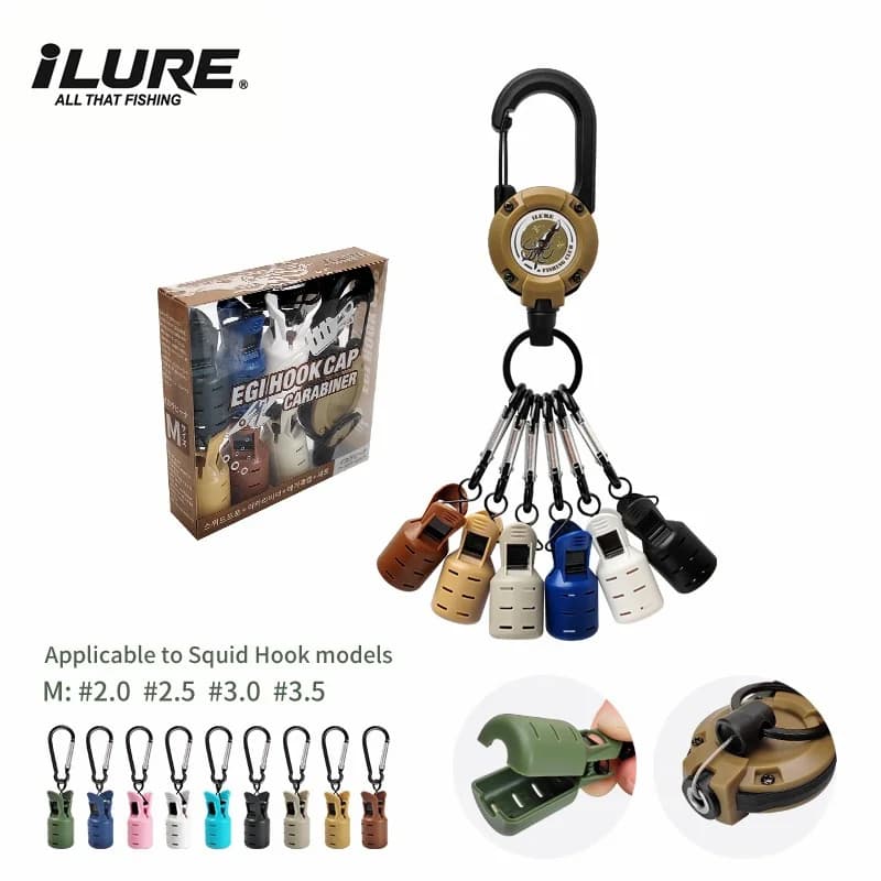 Protège-leurres pour leurres à calmar taille M avec attache rétractable et mousqueton pratique