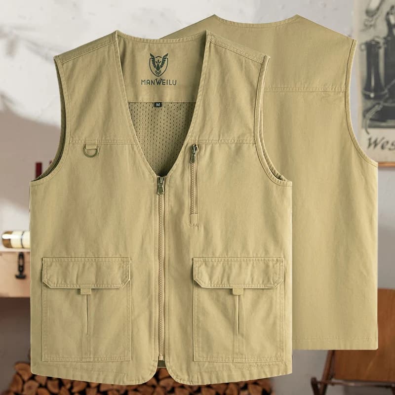 Veste de pêche homme grande taille 8XL multi-poches respirante pour activités de plein air