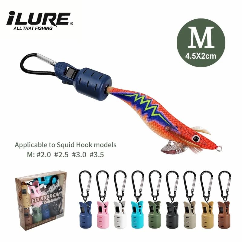 Kit de protection 9 pièces pour leurres calmar - Capuchons protecteurs avec mousquetons pour pêche en mer