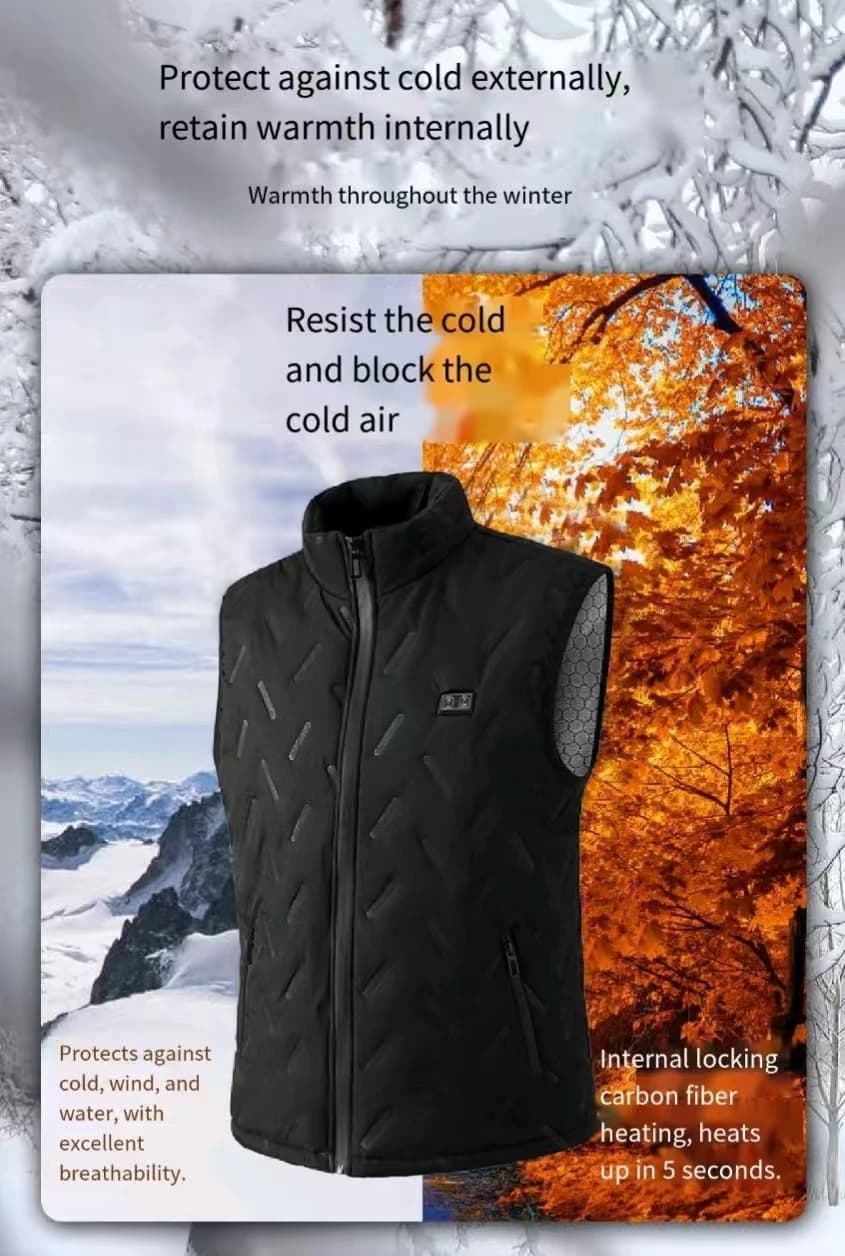 Gilet chauffant 9 zones double contrôle homme et femme pour automne et hiver sans batterie incluse