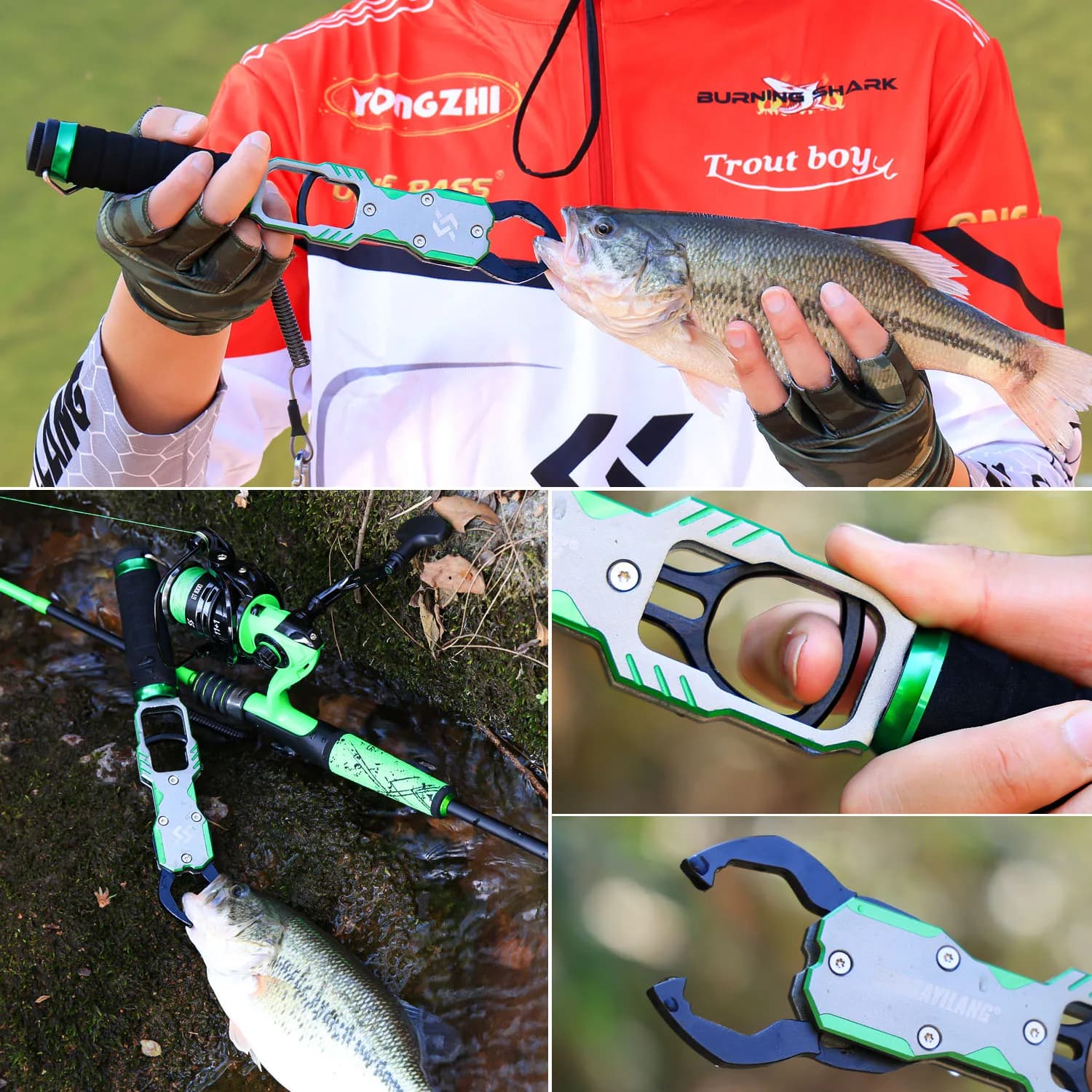 Pince à lèvres pour poisson Sougayilang multifonction en alliage aluminium avec fonction pesée et poignée EVA