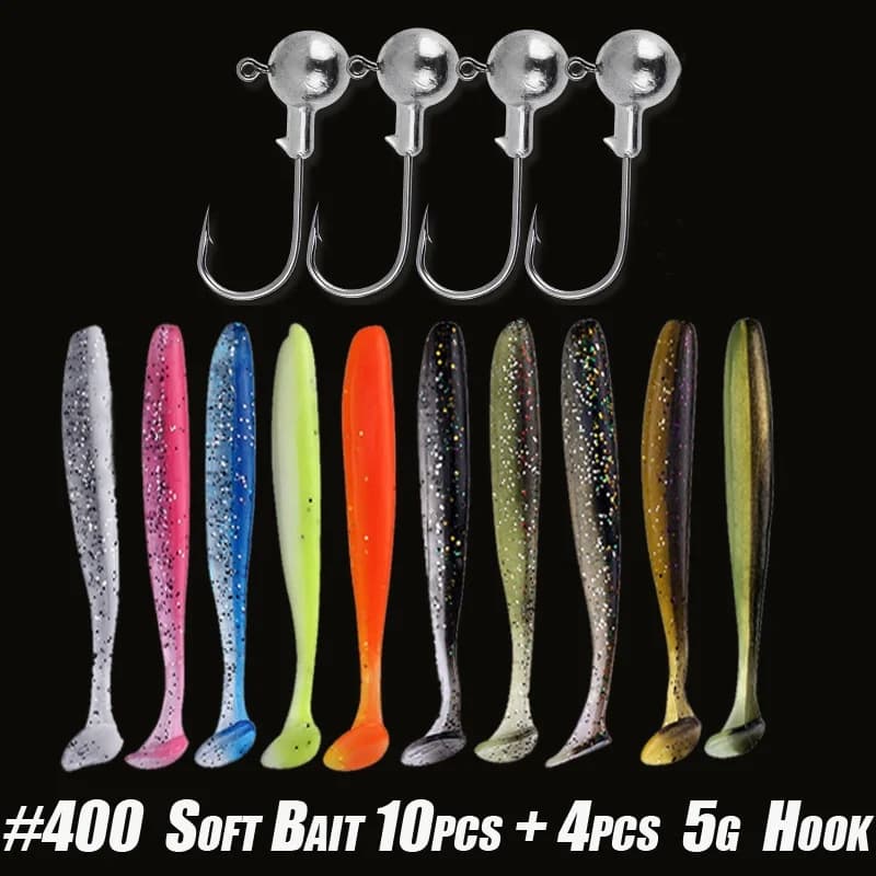 Kit 10-30 leurres souples silicone avec hameçons - Ensemble pêche vers artificiels et crankbaits
