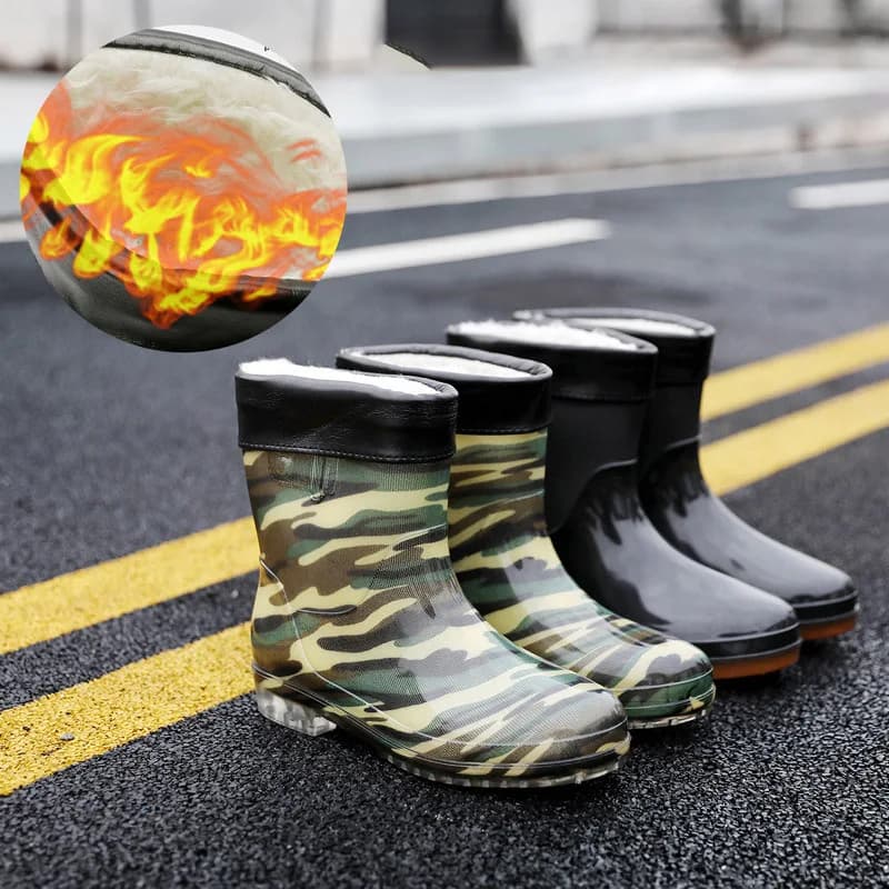 Bottes de pêche d'hiver chaudes avec doublure amovible - Chaussures de travail imperméables pour pêche par temps froid