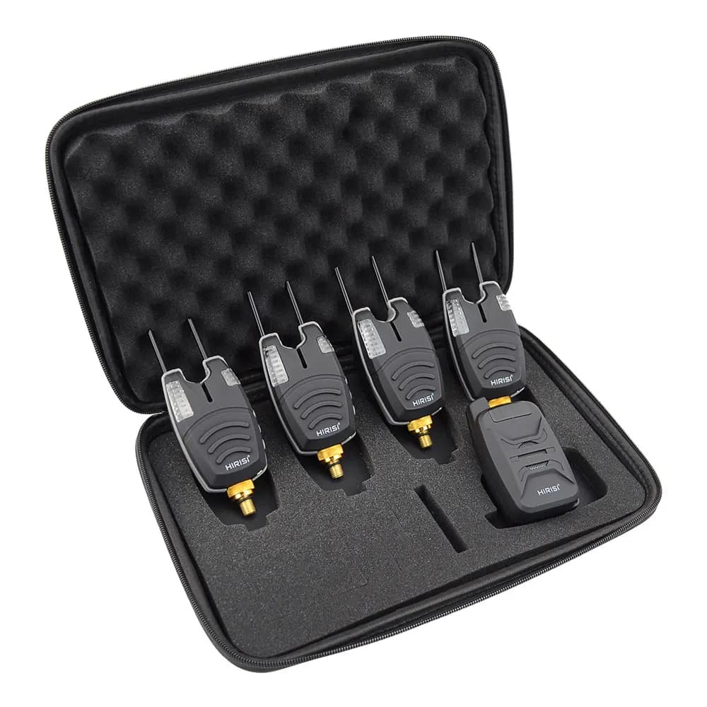 Set d'Alarmes de Pêche Carpe Sans Fil 1+4 avec Avertissement Sonore et Lumineux LED B1230
