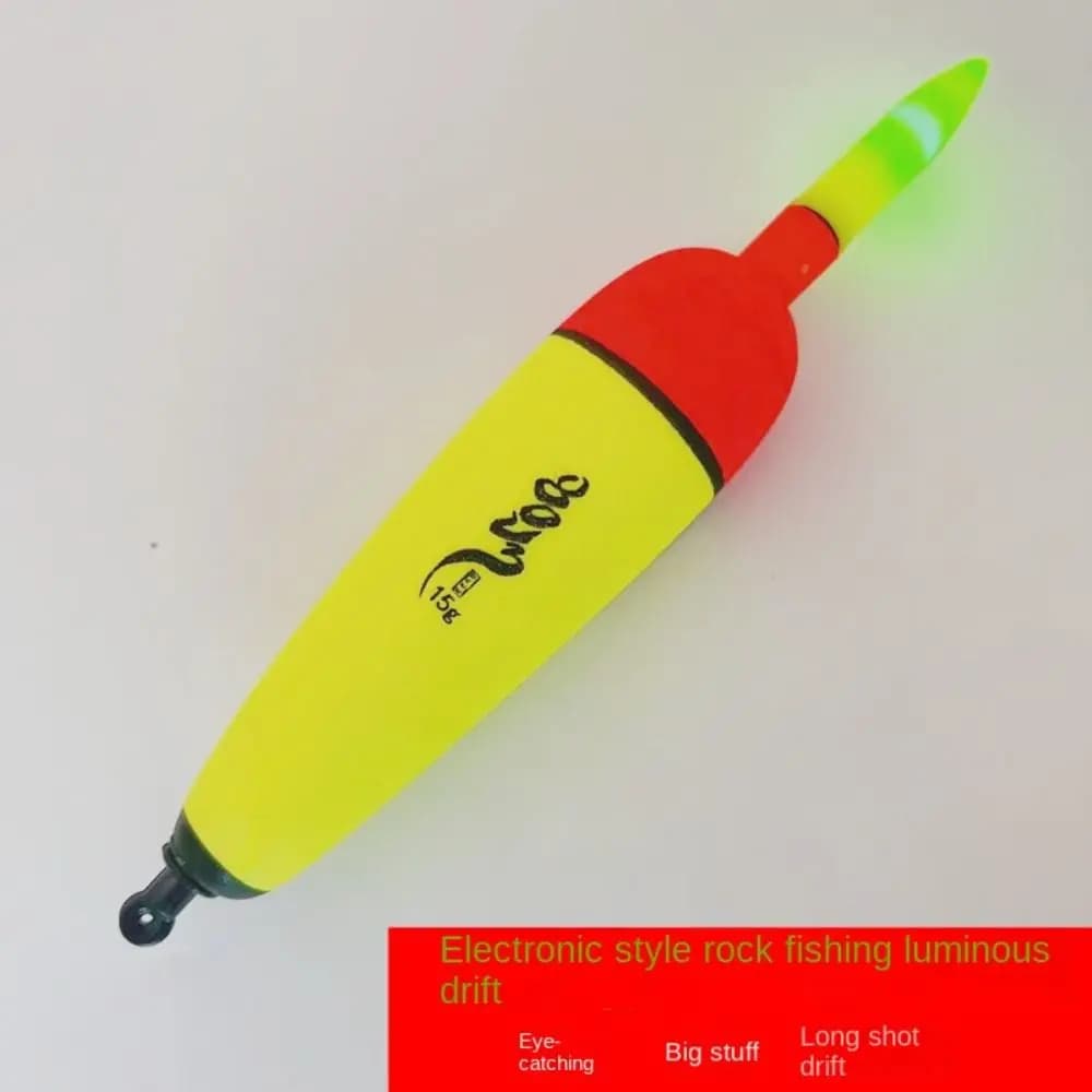 Flotteur lumineux de pêche de nuit EVA 10g-120g, vert, pour mer et roche, avec lumière intégrée