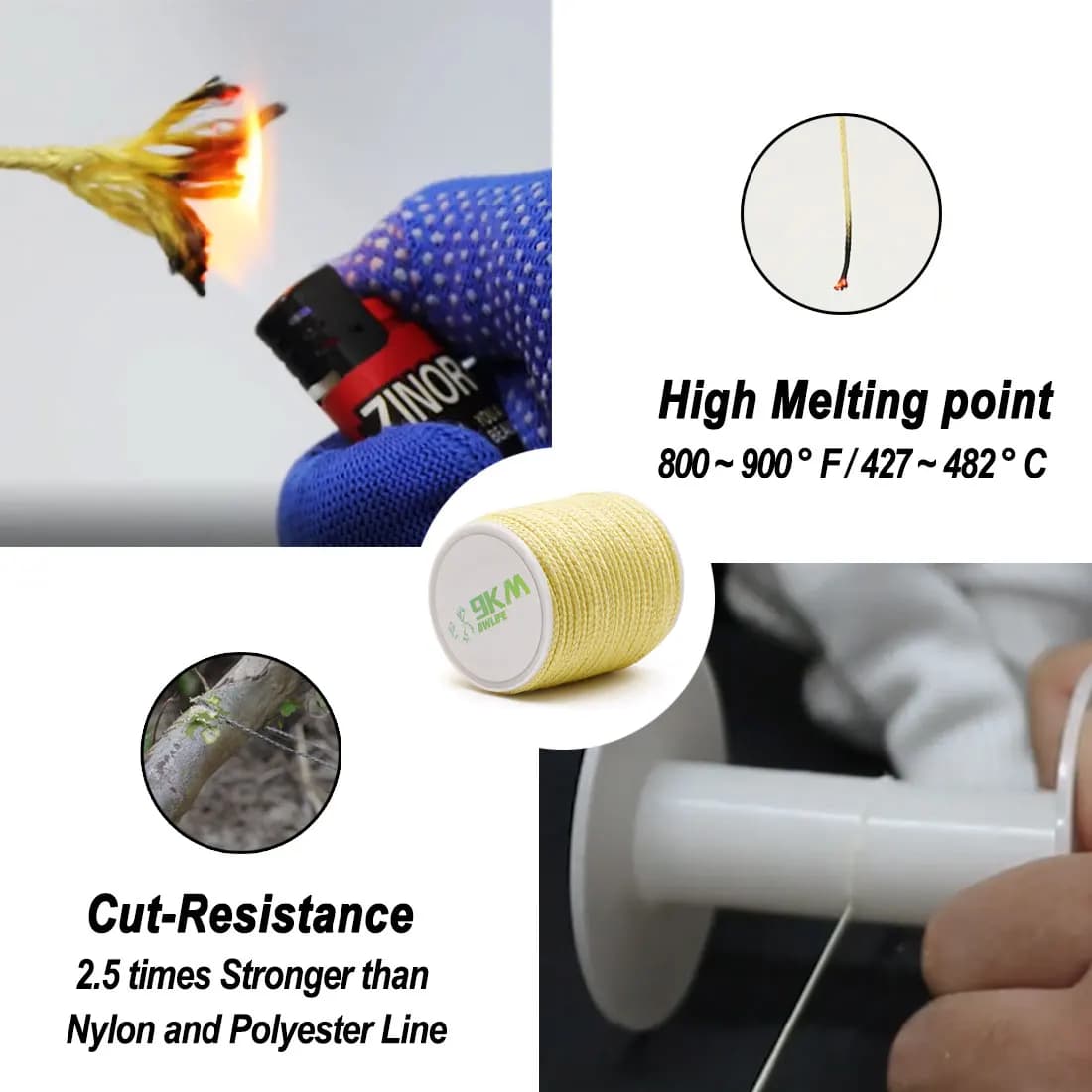 Ligne Kevlar 100-1500lb résistante à l'usure 0.8-3.5mm - Pour cerf-volant, camping et pêche