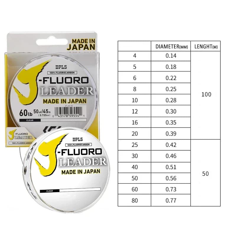 Ligne fluorocarbone Daiwa J leader coulante 100m 50m transparente pour pêche précise - Fabriqué au Japon