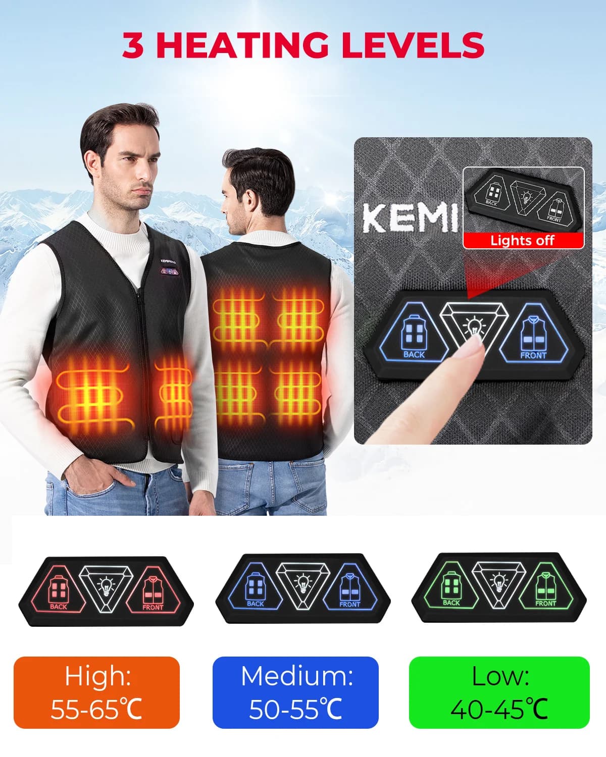 Veste chauffante homme femme hiver 10000mAh pour randonnée et camping - Set thermique sports extérieurs