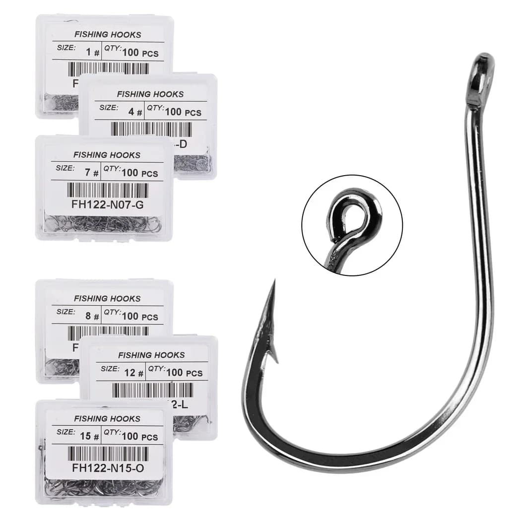 Hameçons de pêche Izu Japon boîte 100 pièces acier haute teneur en carbone pour vers et