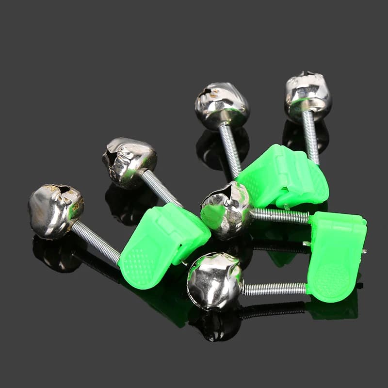 Lot de 5/10 alarmes de touche à clip pour canne à pêche en ABS vert - Indicateurs de morsure accessoire pêche