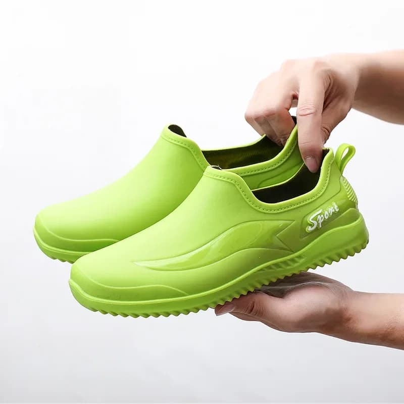 Bottes de pluie basses homme antidérapantes résistantes - Chaussures caoutchouc doublées polaire