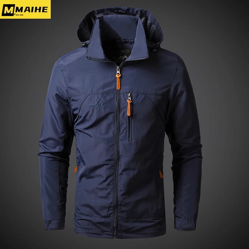 Veste militaire imperméable à capuche pour homme randonnée vélo automne coupe-vent bomber