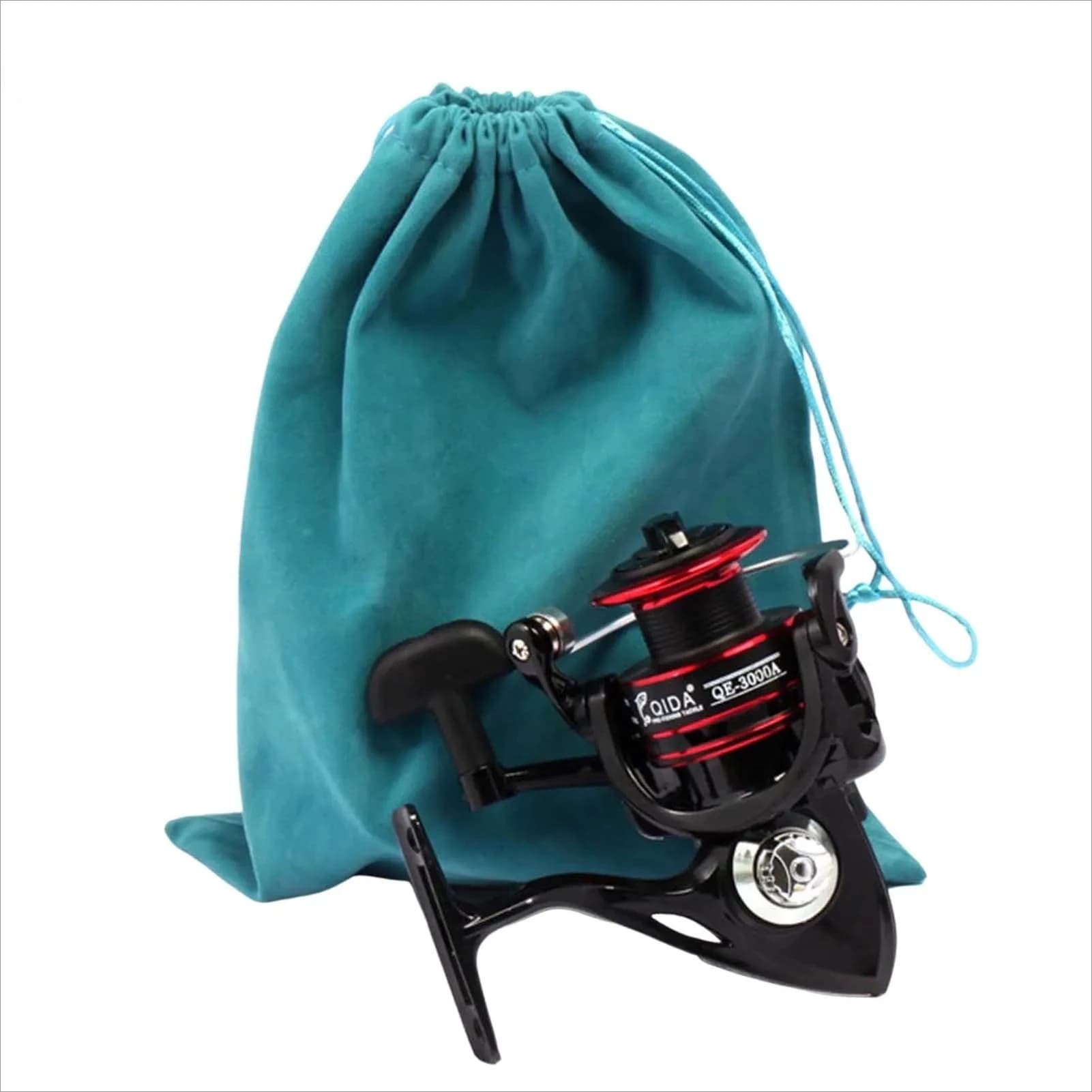 Sac de rangement portable pour moulinets de pêche avec roulettes et cordon de serrage