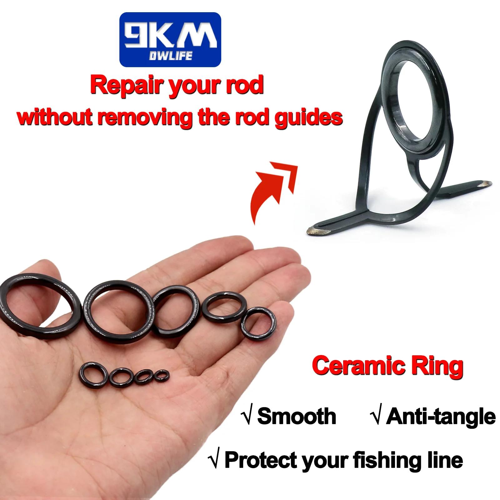Kit anneaux de guidage céramique 10-100 pièces pour réparation cannes - Anneaux Alconite noirs 6-47.3mm