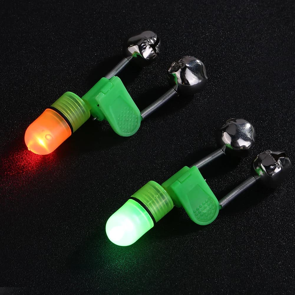 Alarme lumineuse pour pêche de nuit - Double clochette LED pour cannes mer avec clip et alerte sonore