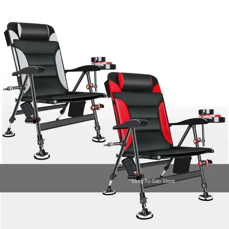 Chaise pêche pliante aluminium réglable inclinable pour pique-nique plage portable