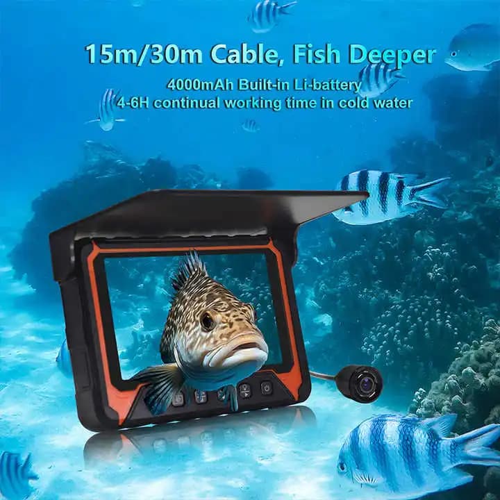 Caméra sous-marine 7 pouces IPS pour pêche en profondeur 30m avec fonction endoscope AV Fish Finder