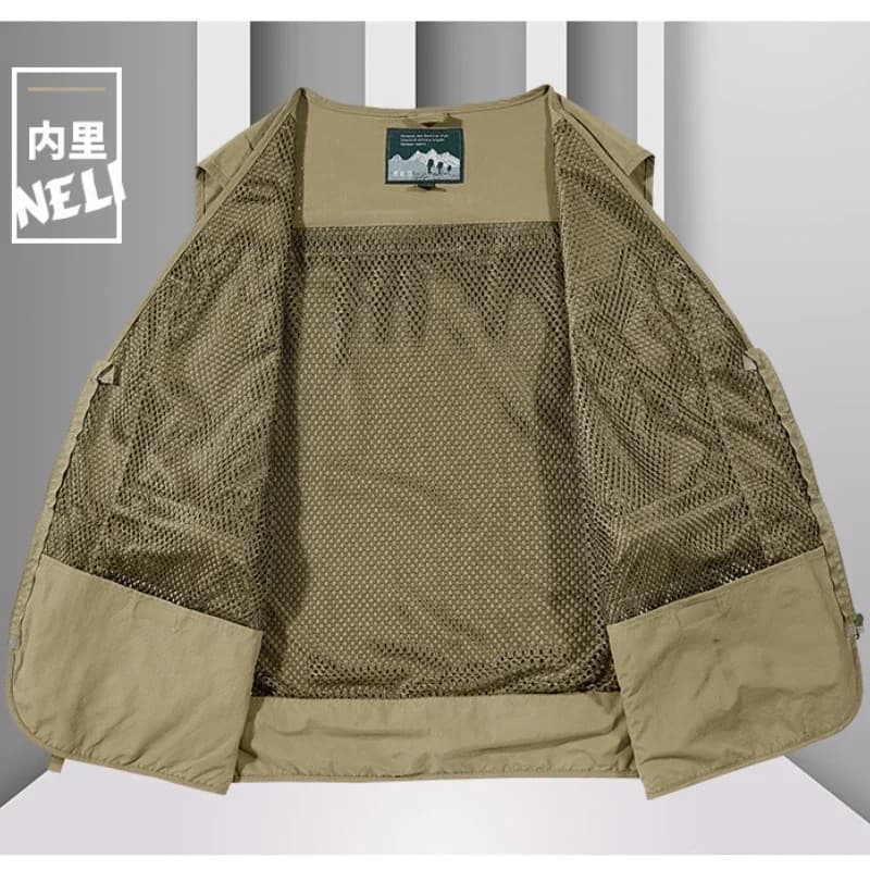 Veste de pêche mesh séchage rapide multi-poches - Veste tactique sans manches homme - Veste solide randonnée chasse