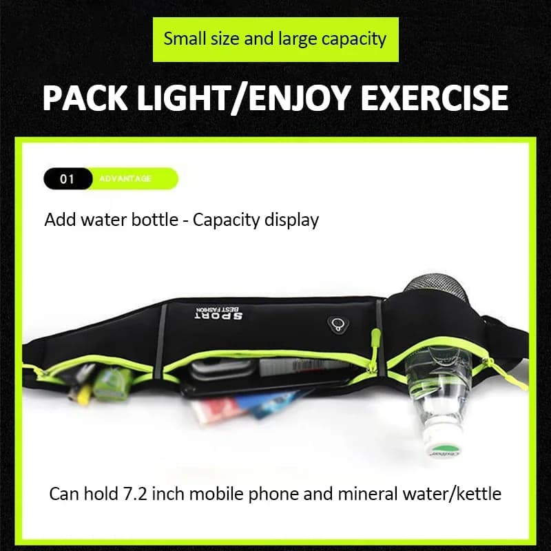 Ceinture porte-bidons running marathon jogging vélo sport outdoor étanche téléphone portable