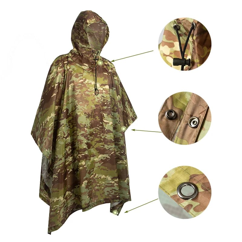 Poncho pluie camouflage pêche - Protection imperméable discrète pour pêcheurs
