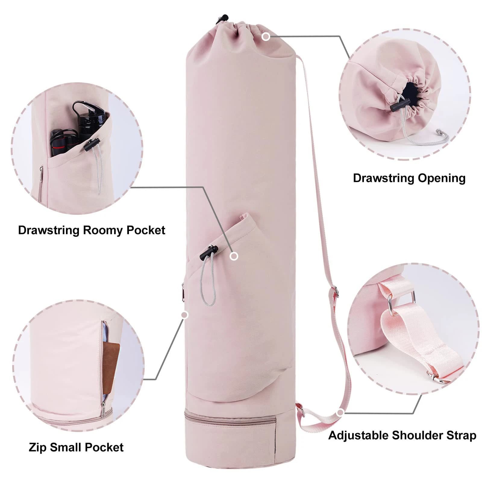 Sac tapis de yoga avec poche bouteille et fond étanche humide multifonction sport strap épaule rangement