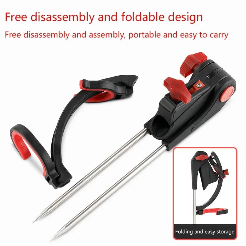 Support Canne Pêche Universel 360° Réglable - Support Simple/Double Pliable - Fixation Pôle Pêche - Accessoire
