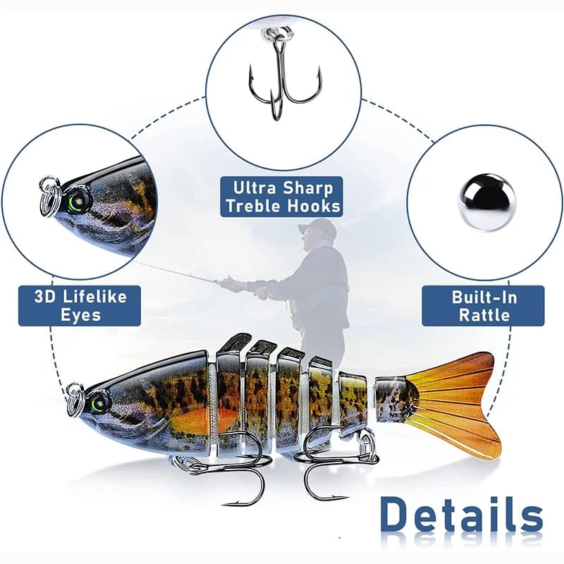 Leurres swimbait multi-articulés coulants lents pour tous carnassiers - Eau douce et mer