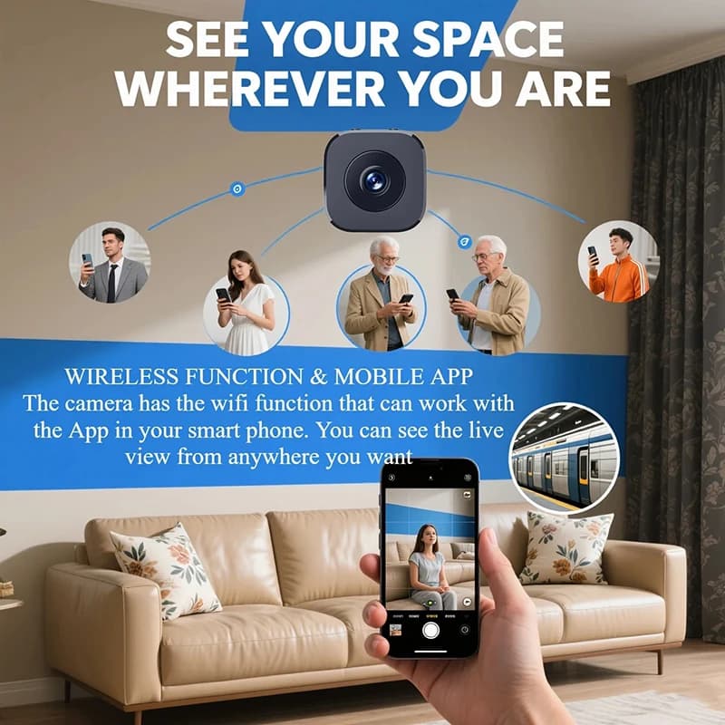 Caméra de sécurité mini WiFi 4K vision nocturne détection mouvement audio bidirectionnel pour surveillance