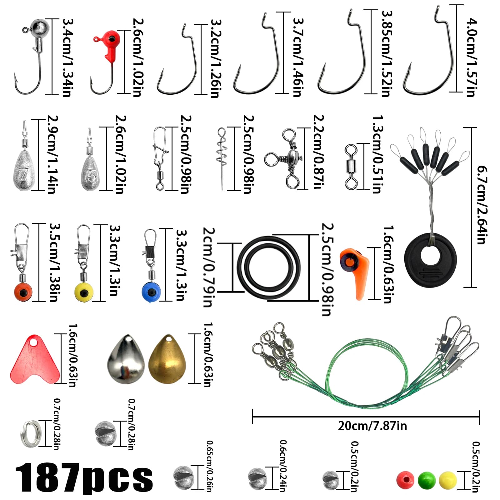 Kit Accessoires Pêche 187/269 Pièces - Boîte Hameçons Plombs Appâts Parfait Débutants