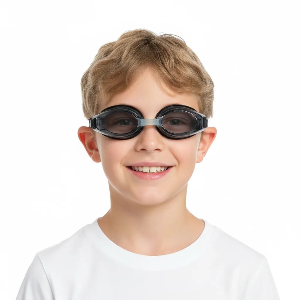 Lunettes de natation enfants 4-14 ans avec verres correcteurs et spray anti-buée - Sécurité et confort
