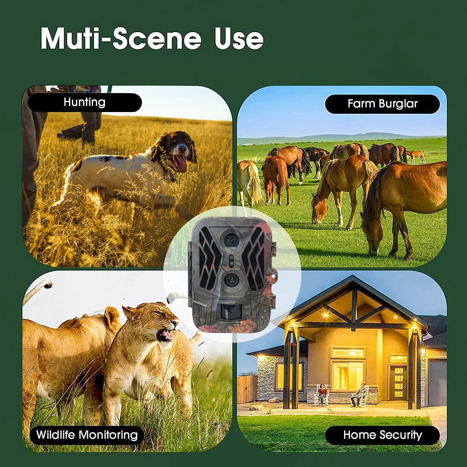 Caméra de chasse 4G sans batterie lithium avec double détection - Contrôle APP et service cloud inclus