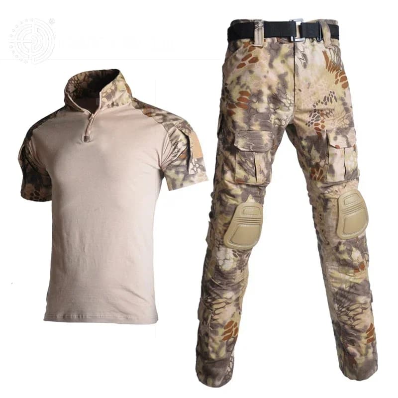 Tenue de camouflage tactique complète avec coudières et genouillères pour pêche, chasse et randonnée