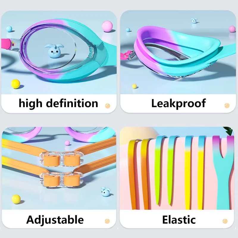Lunettes de natation enfants anti-buée waterproof - Vision HD, verres électroplaqués ou transparents au choix