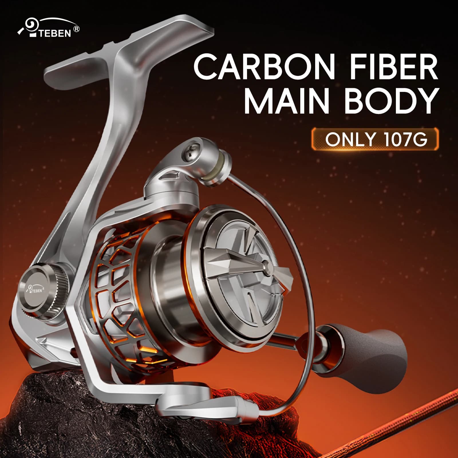Moulinet spinning TEBEN Flame 109g - Fibre carbone 5.2:1 frein 6.61Lbs pour pêche ultralégère précise