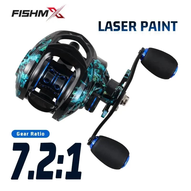 Moulinet baitcasting Fishmx anti-explosion avec frein magnétique 7.2:1 pour pêche longue portée