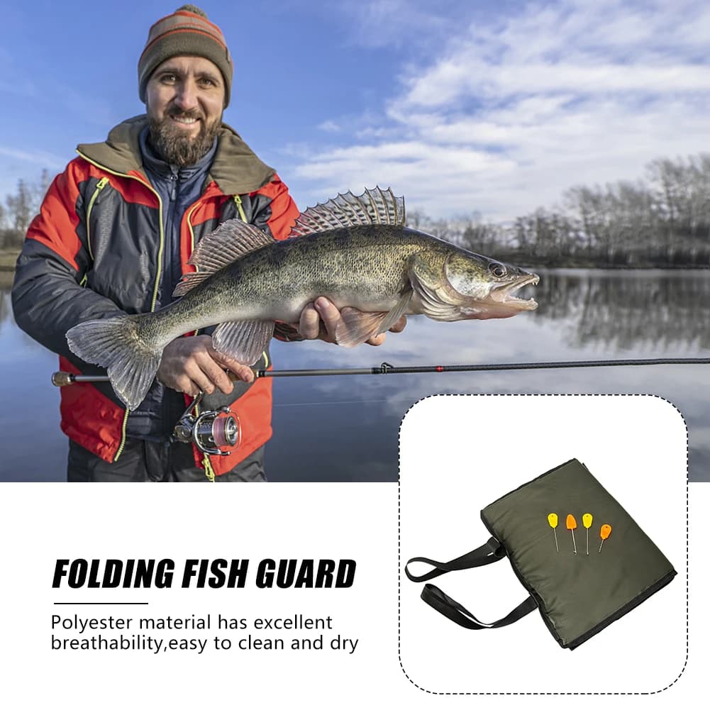 Tapis de pêche 3 couches multifonction - Matelas de réception jaune avec aiguille à appâts pour protection des poissons