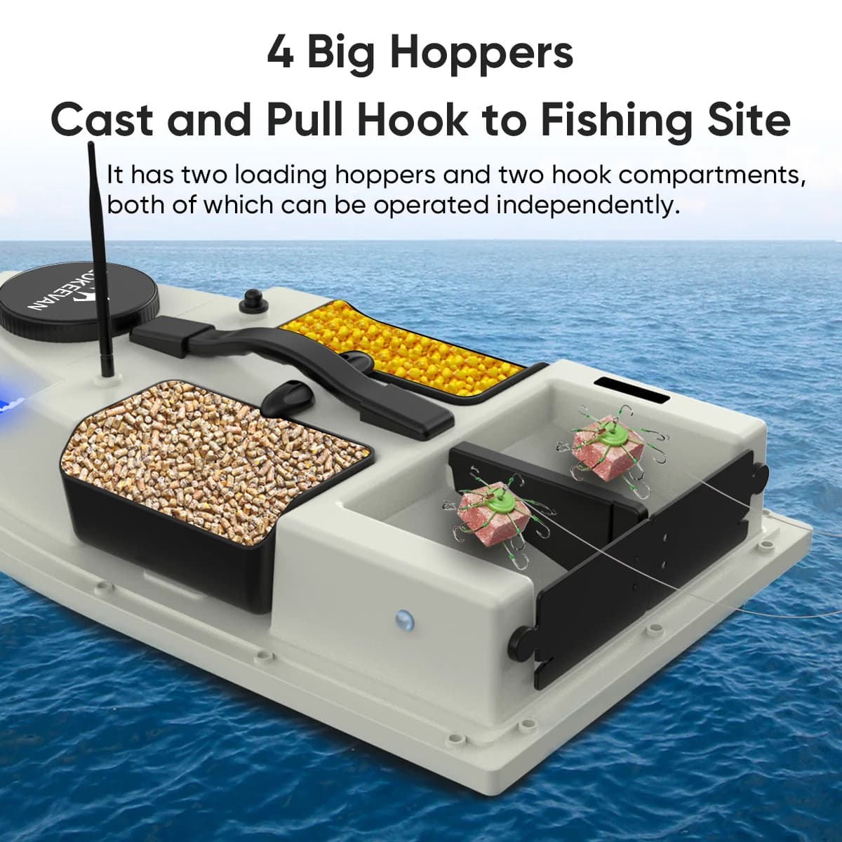 LOKEEVAN D19 Remote Controlled Bait Boat with GPS,600M RC Night Boat LED Fishing
