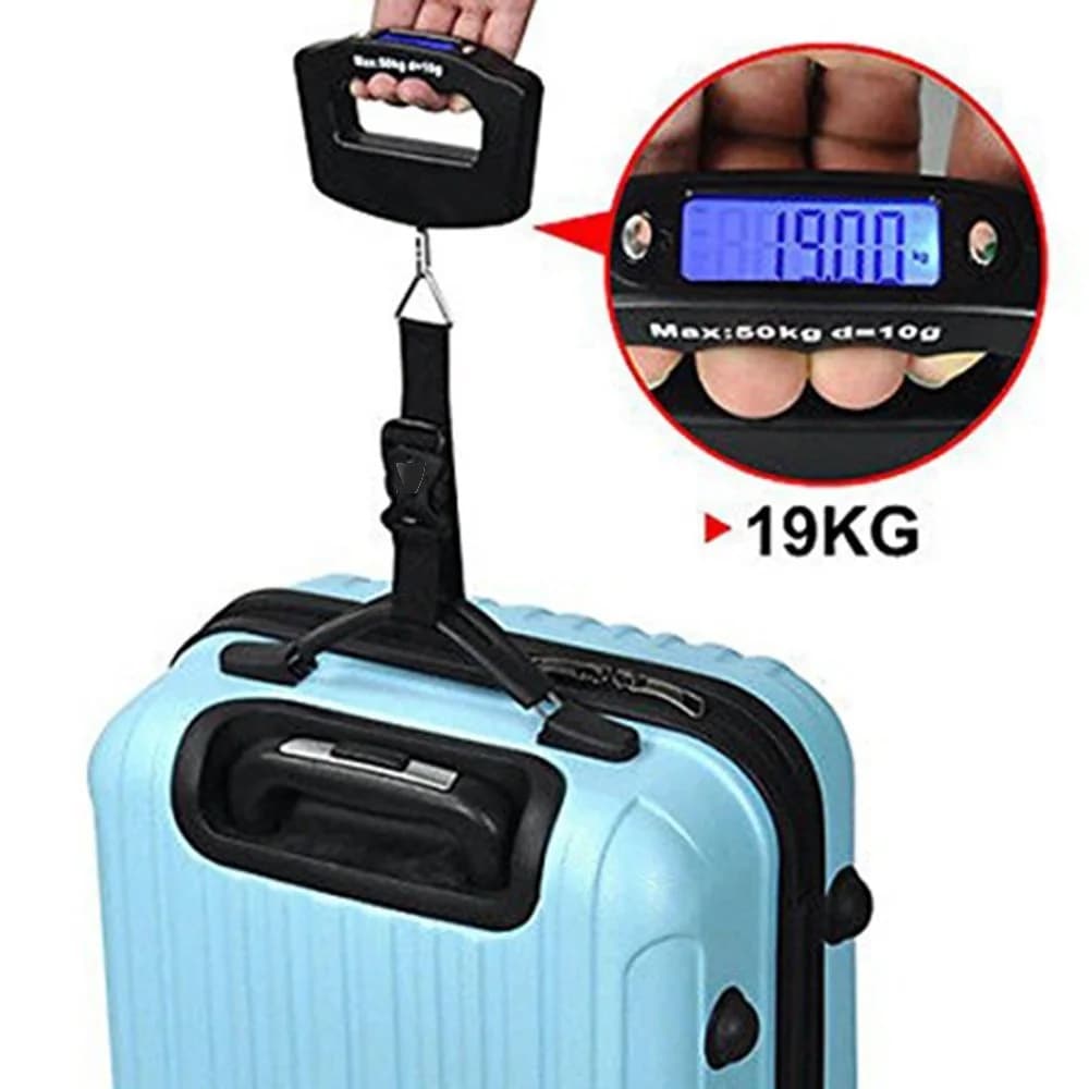 Balance numérique à crochet portable 50kg/110lb - Pèse-bagages avec sangle pour voyages de pêche