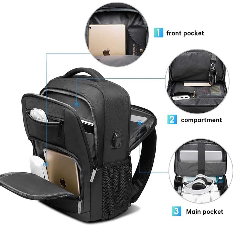 Sac à dos étanche avec port USB pour ordinateur 15,6 pouces - Sac école ado homme et femme