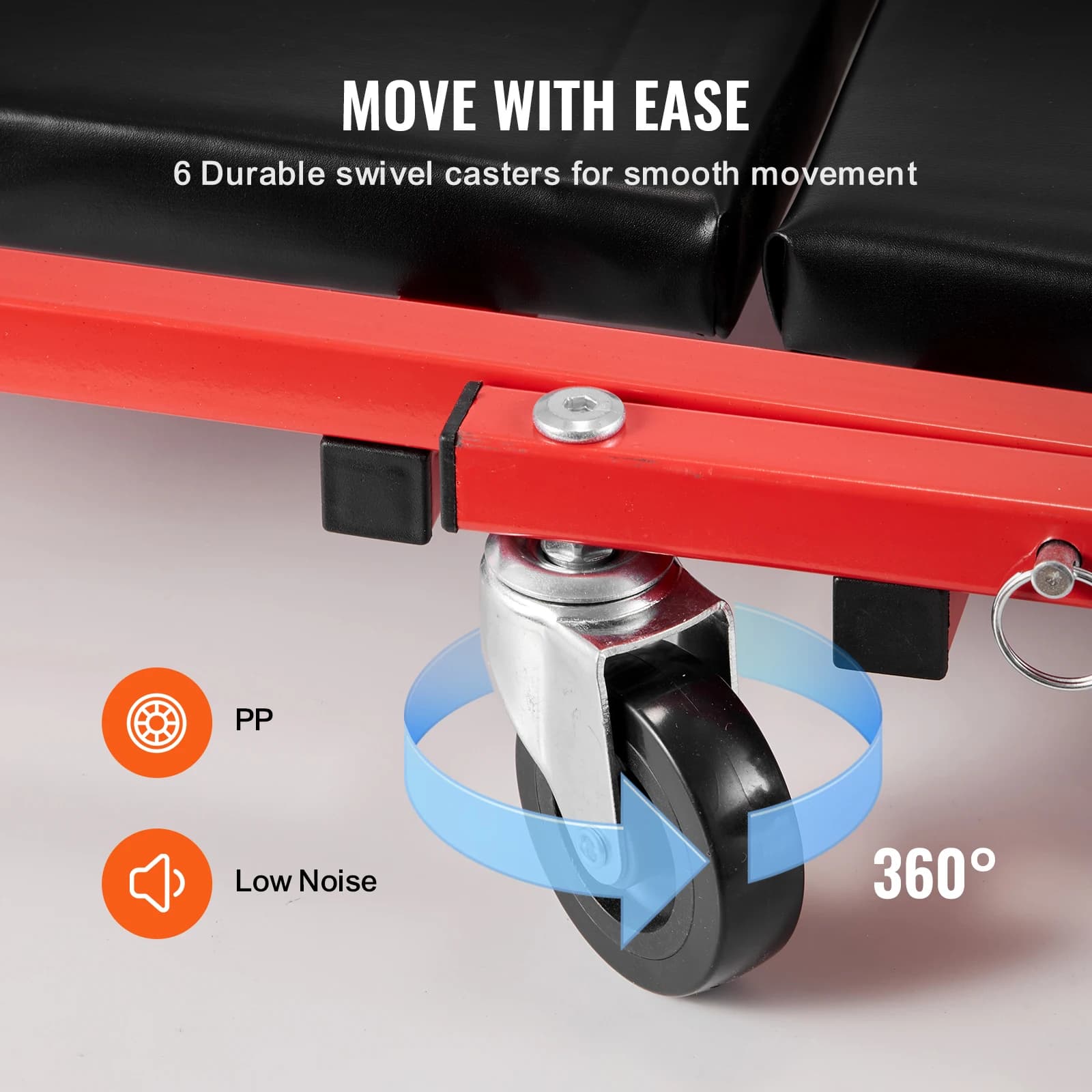 Tabouret roulant pliable mécanique Z Garage - Siège mobile avec plateau outils pour pêcheurs bricoleurs