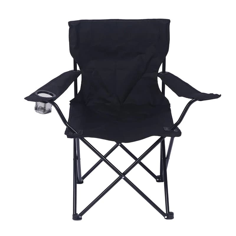 Chaise camping pêche pliante 120kg capacité dossier 40cm cadre métal noir multifonction pêche événements